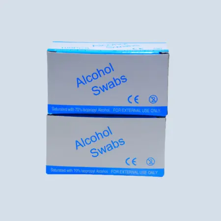 Sterile alcohol swabs for disinfecting skin and medical equipment