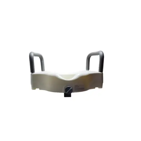 Raised toilet seat for elderly and patients with mobility support